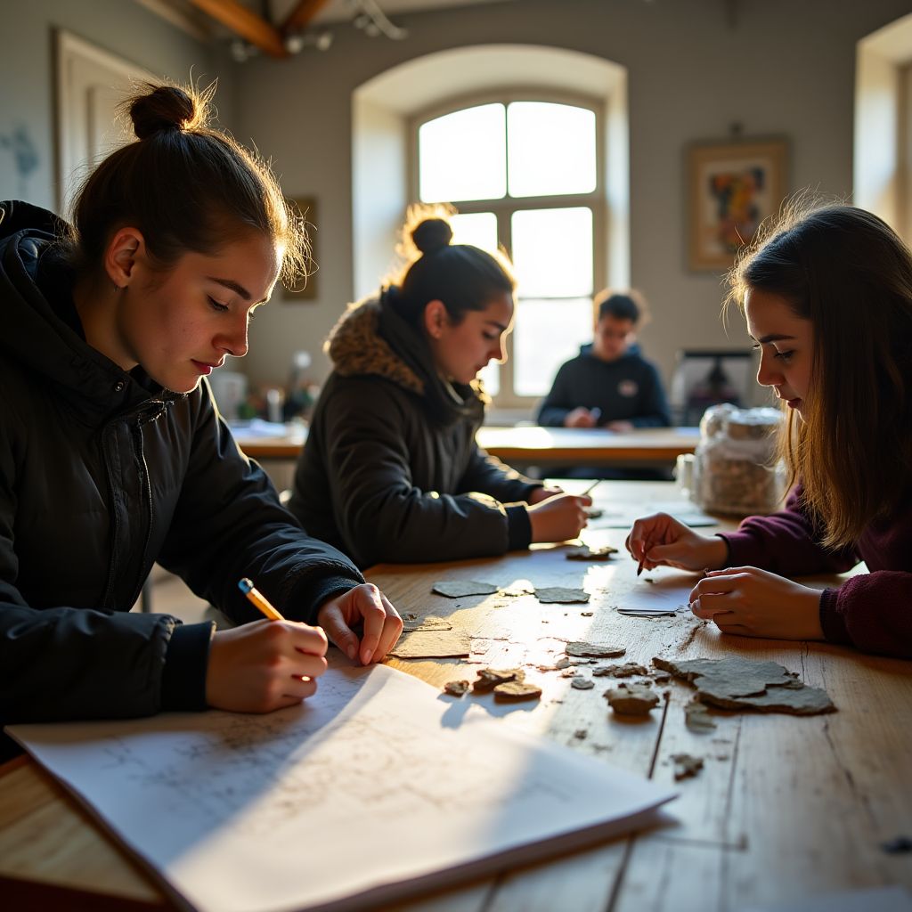 Estudiantes trabajando en el taller de diseño